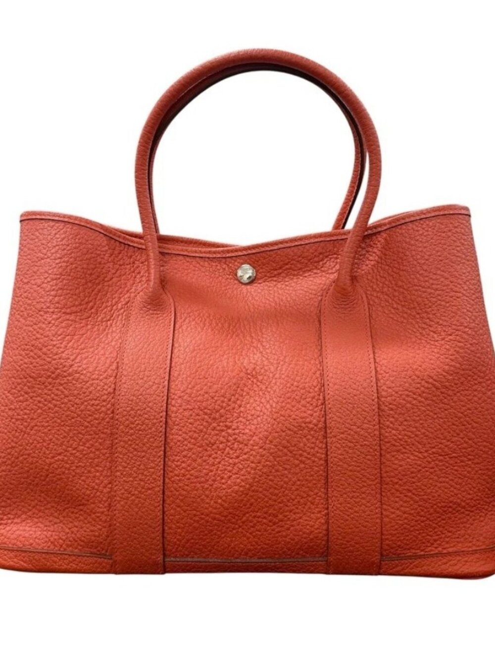 Auth HERMES Garden Party PM 36 Handbag Tote Bag Capusine/Silver Negonda - z11093